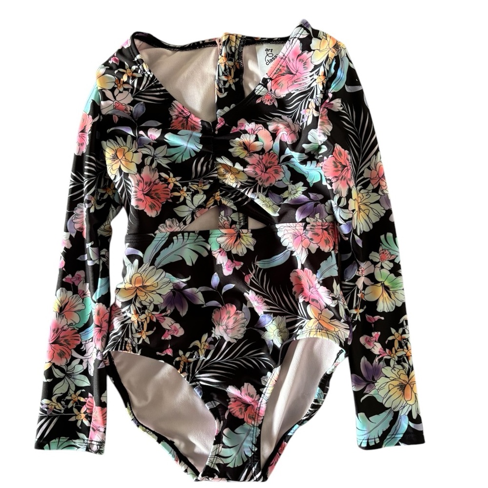 Art Class One Piece Swimsuit with Floral Design